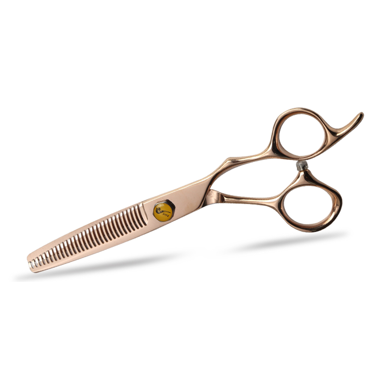 Tesoura de corte de cabelo em aço 440C ouro rosa